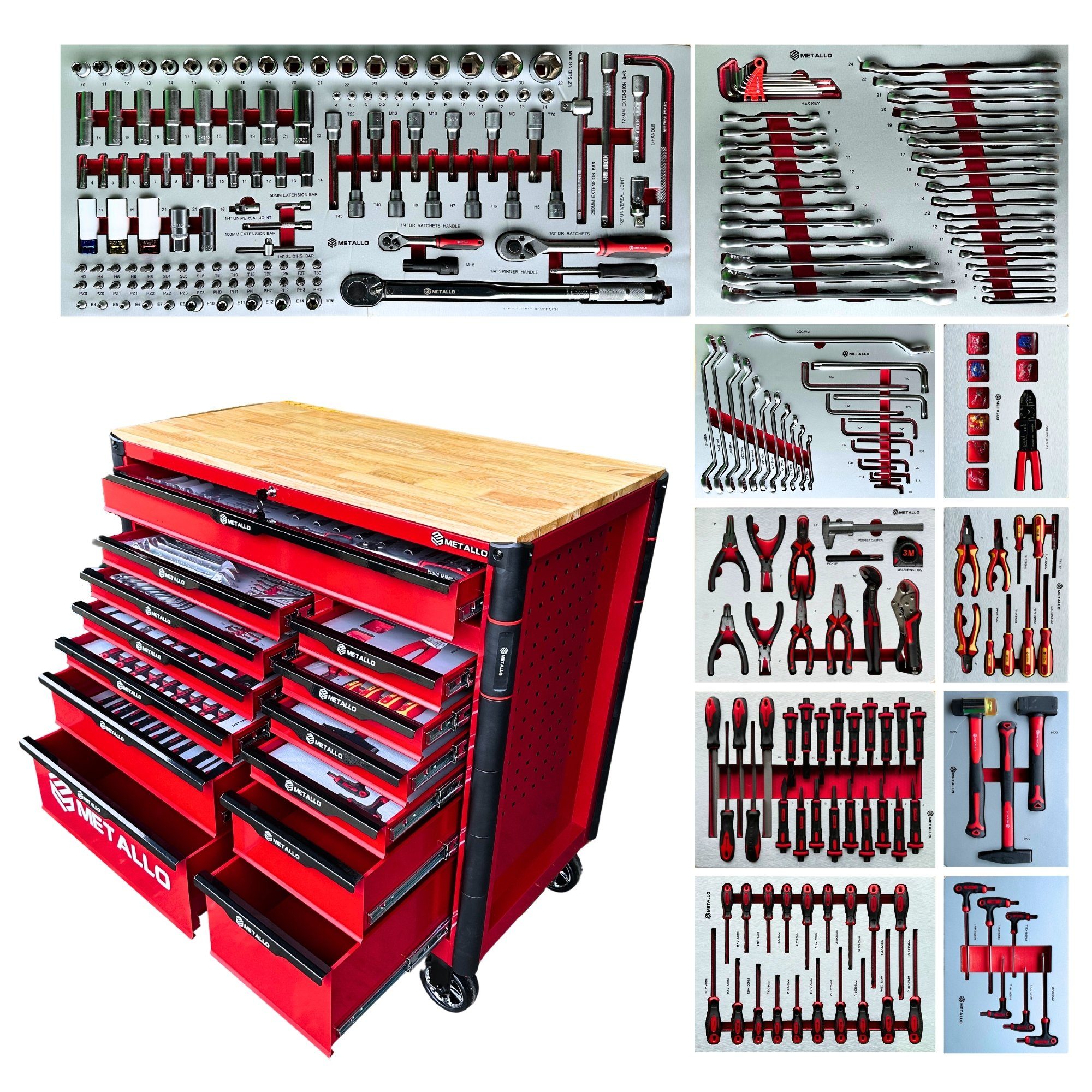 Toolcar Werkzeugwagen Toolcar Metallo Jumbo Pro Schwarz Rot Werkstattwagen Werkzeugwagen