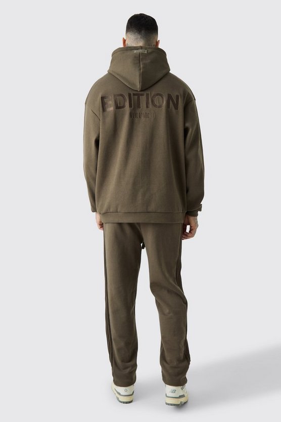 Tall gerippter Oversize Hoodie mit Edition Print