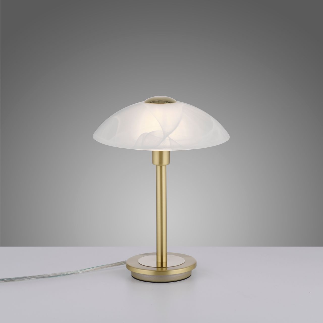 Paul Neuhaus Tischleuchte ENOVA, dimmbar, Glas in Alabaster Dekor, Messing matt