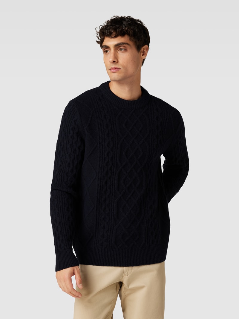Strickpullover mit Strukturmuster in marineblau