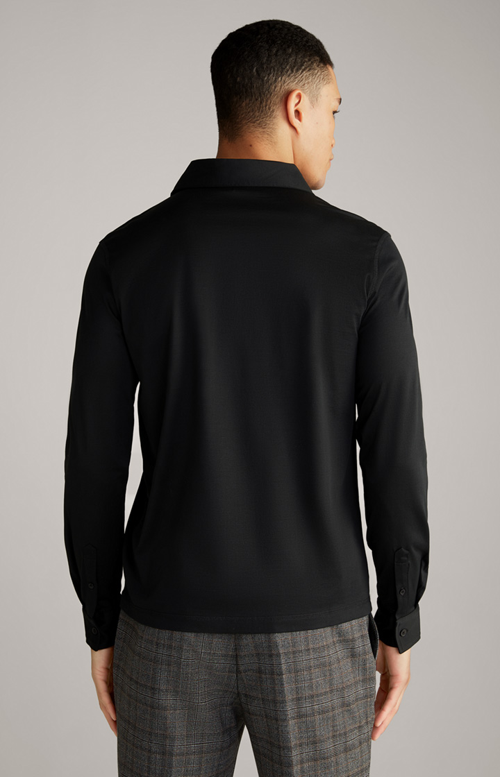 Langarm-Poloshirt Baldwin in Schwarz