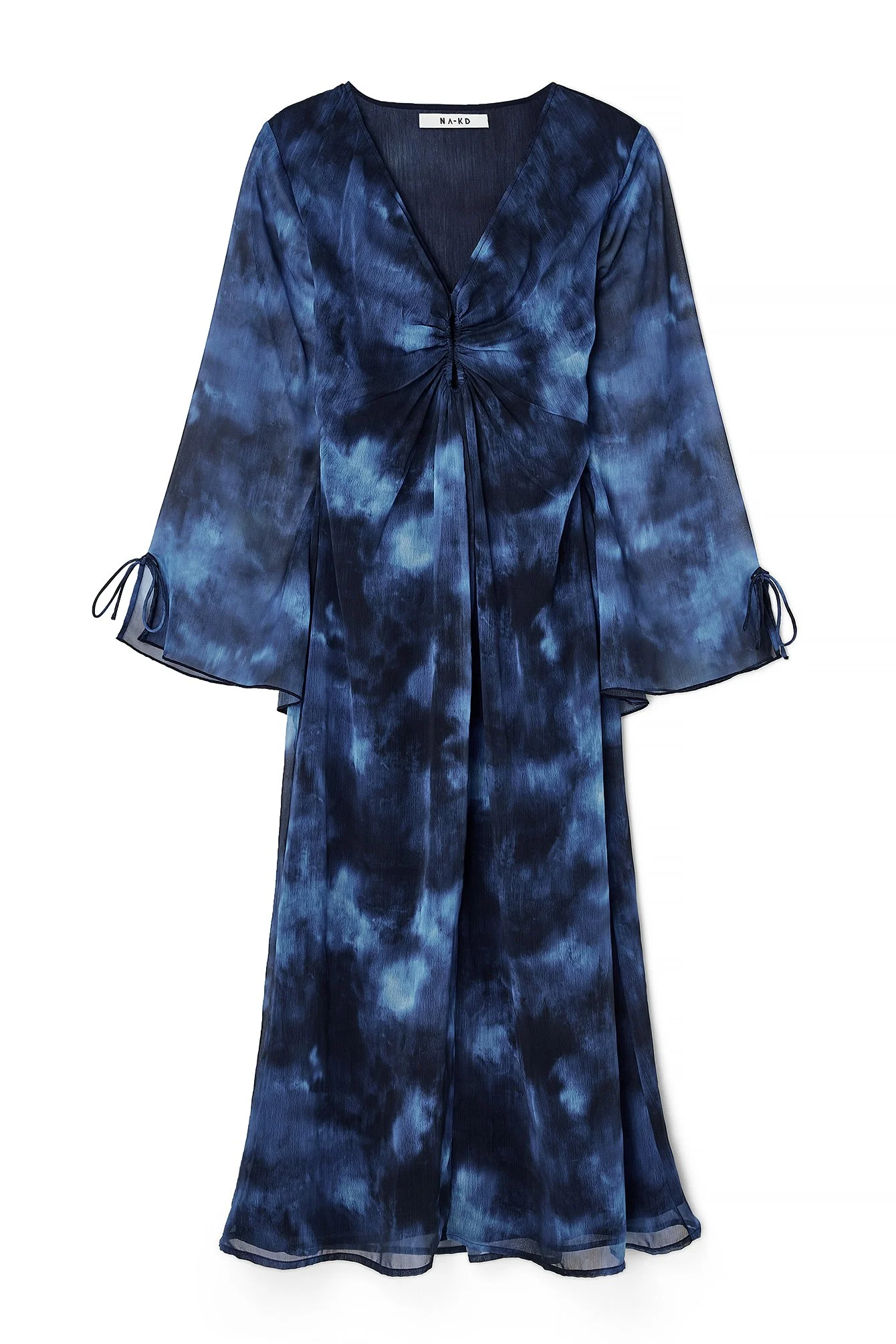 Chiffon-Maxikleid mit Ausschnitt an der Taille