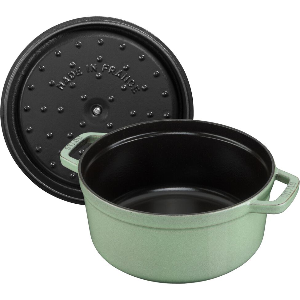 Cocotte 18 cm, rund, Salbeigrün, Gusseisen