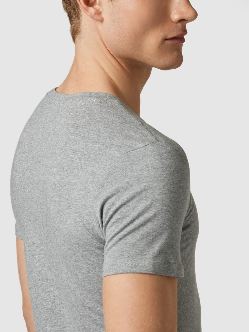 T-Shirt mit Stretch-Anteil im 2er-Pack Modell 'Cadan' in mittelgrau meliert