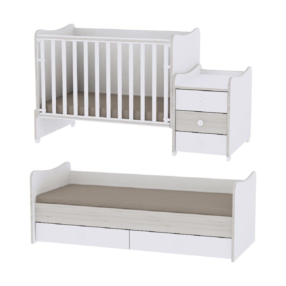 Lorelli Komplettbett Babybett Maxi Plus New, Schaukelfunktion Jugendbett Schrank Schreibtisch