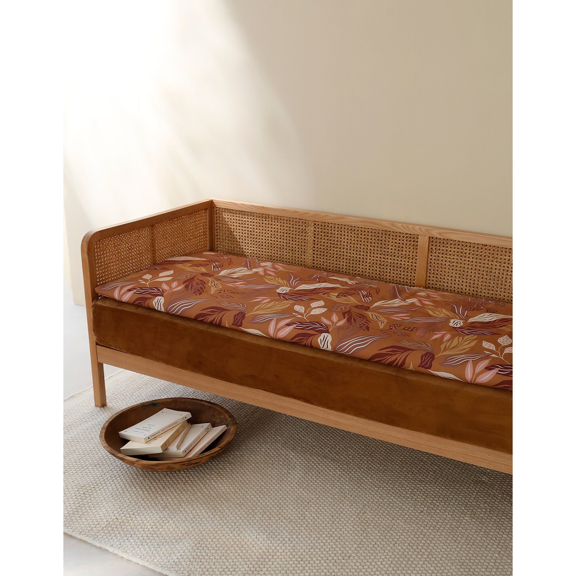 Long coussin de canapé imprimé feuillages