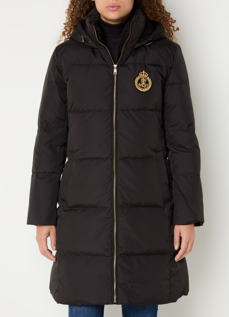 Ralph Lauren ilgas pūstas paltas su pūkų užpildu ir gobtuvu