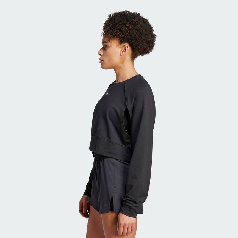 adidas Power AEROREADY Crop Cover-Up Sweatshirt Langarmshirt Damen