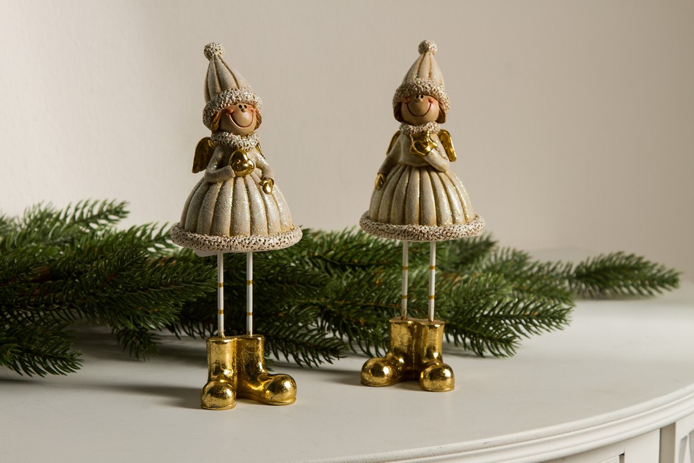 MyFlair My Flair 2er-Set Winterkinder, 18 cm - creme/gold