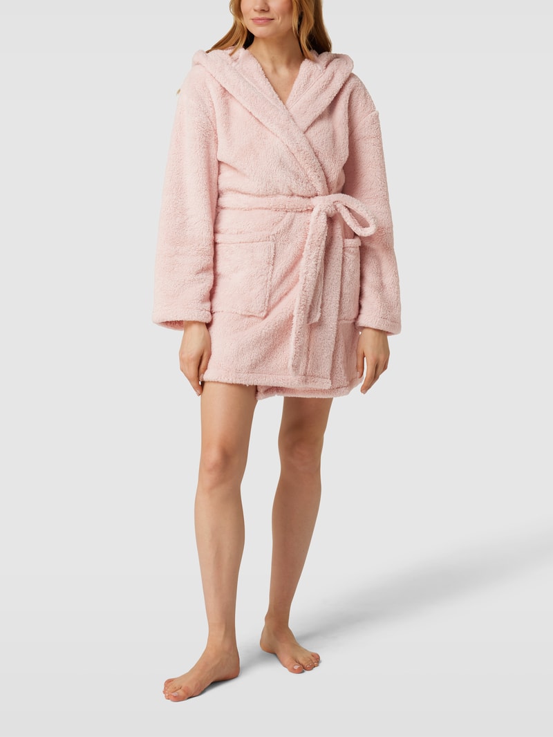 Bademantel mit Eingrifftaschen in rosé