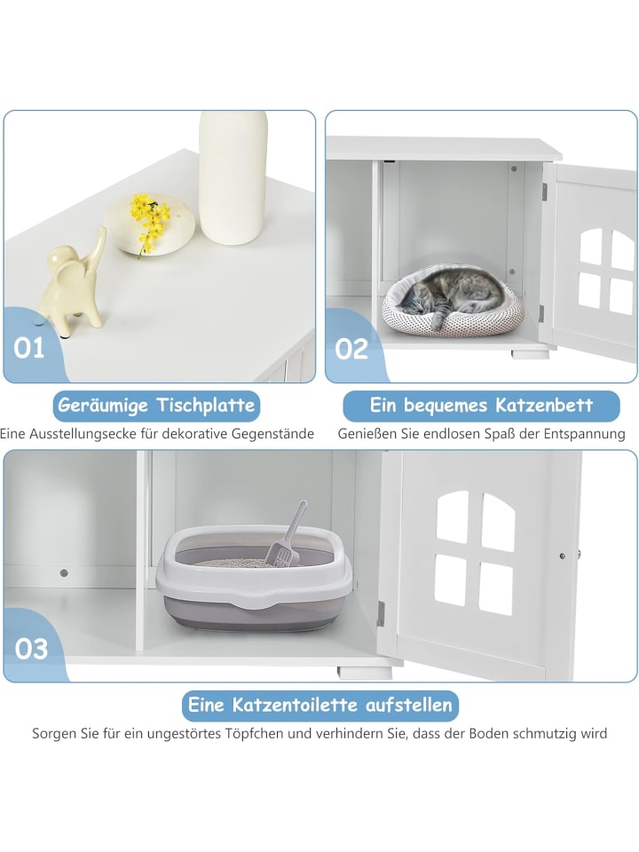 COSTWAY Katzenhaus 81x53x49cm in Weiß günstig kaufen onesize