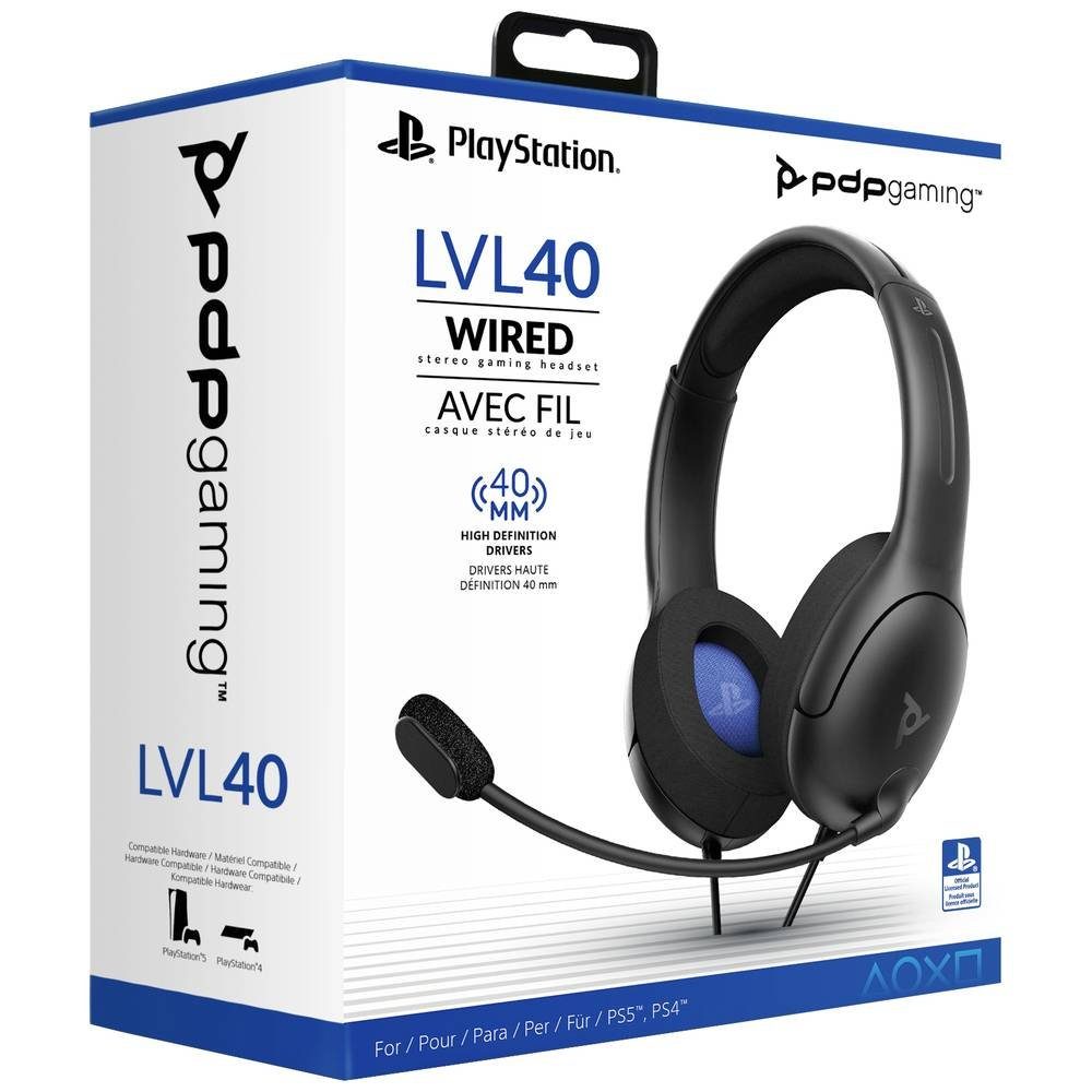 pdp Headset Stereo LVL40 für Playstation 4 und 5 Kopfhörer (Mikrofon-Stummschaltung)