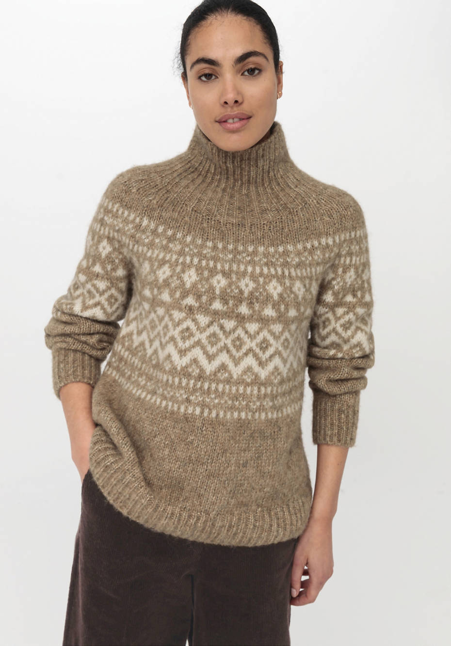Jacquard-Pullover aus Alpaka mit Baumwolle