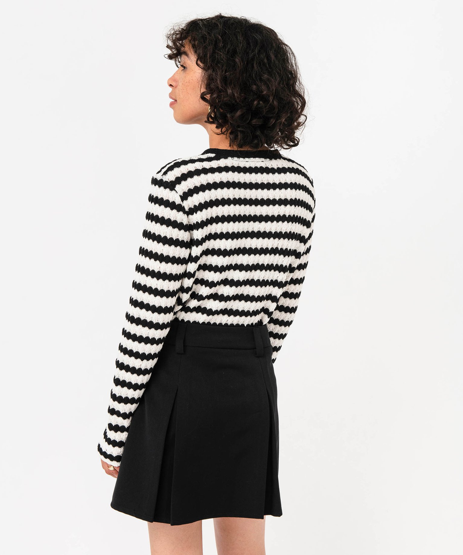 Gilet rayé en fine maille ajourée femme raye | GEMO