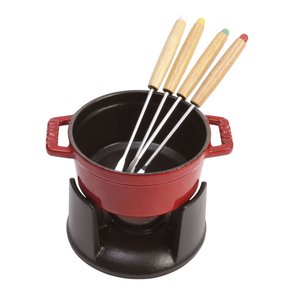 Mini Fondue Set 10 cm, Kirsch-Rot