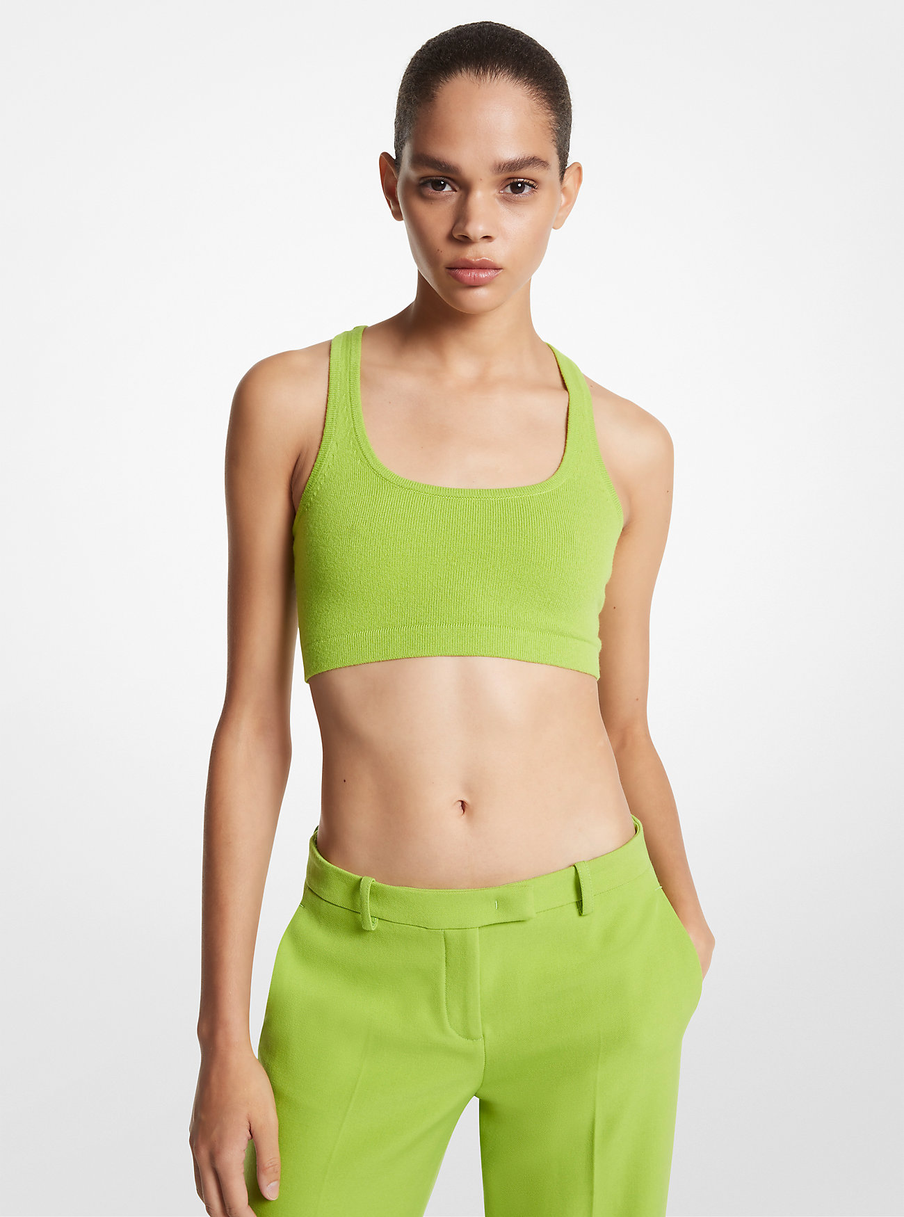 Canotta corta in cashmere - LIME