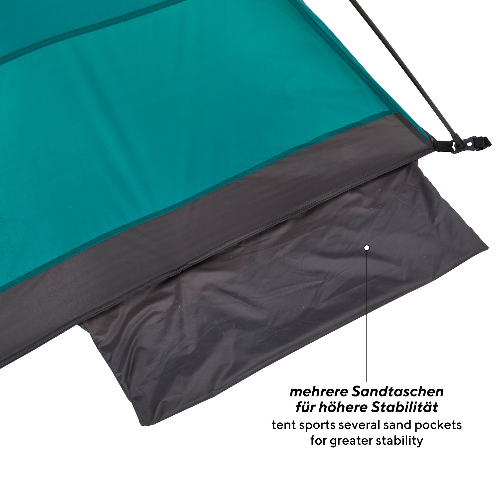 UQUIP Strandmuschel Buzzy Strandzelt XL mit UV Schutz 50+ Sonnenschutz, Windschutz, Blau, Personen: 3, einfaches Aufspannen durch Pop-Up System