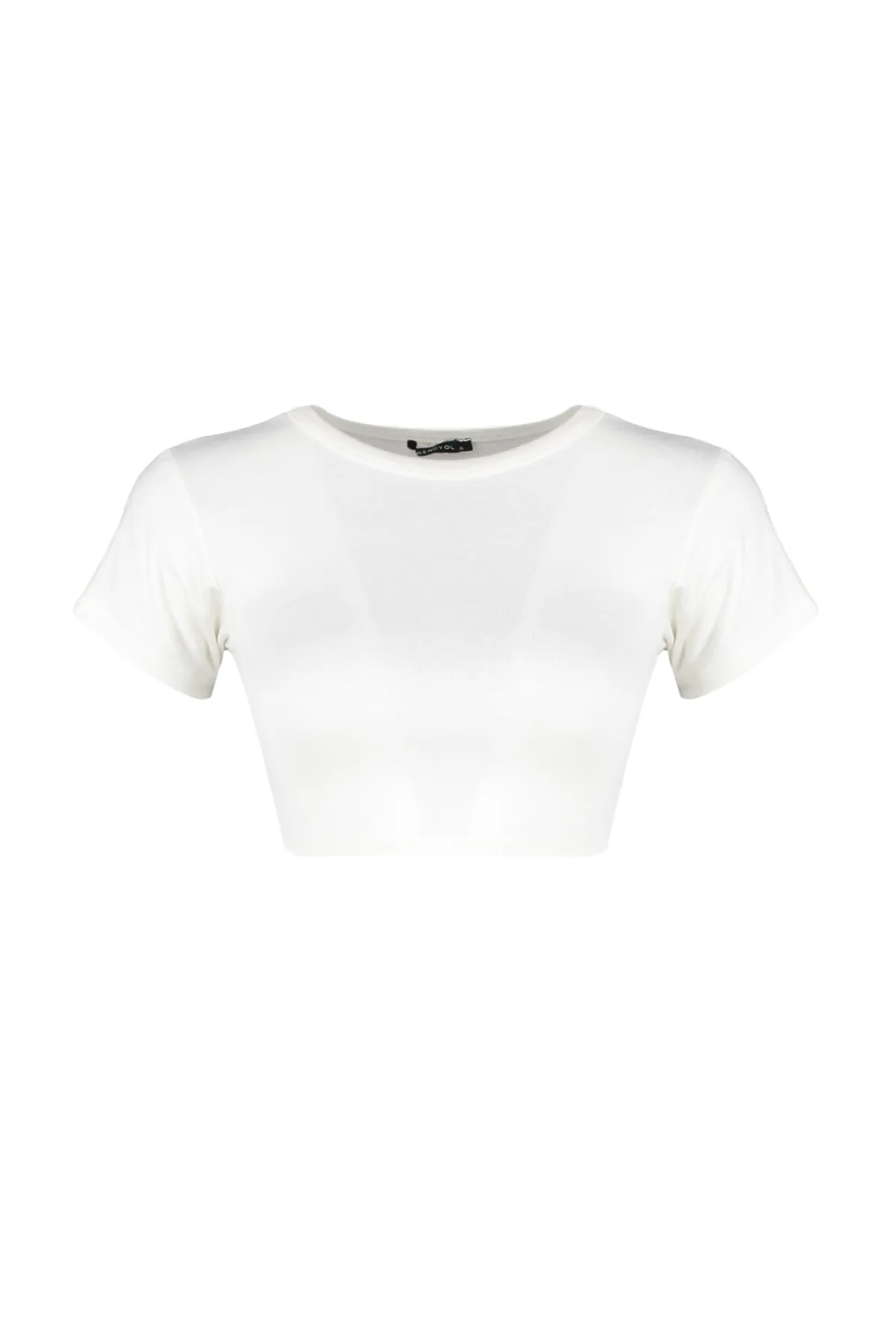 Trendyol Collection  Premium Ecru-Ecru Braun gestreifte 2er-Pack Viskose-Crop-Stretch-Strickbluse TWOSS23BZ00194