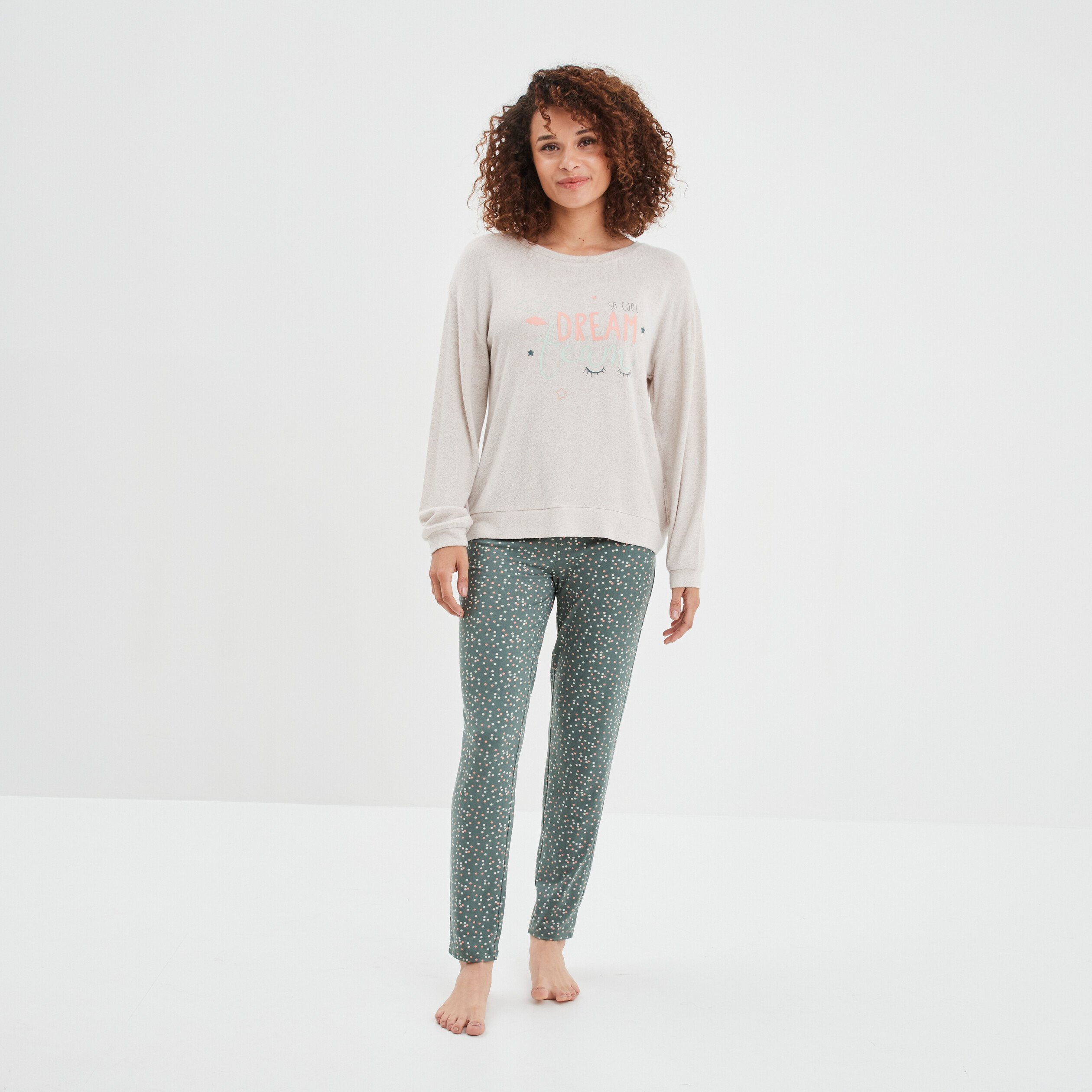 Ensemble pyjama 2 pièces beige femme | La Halle