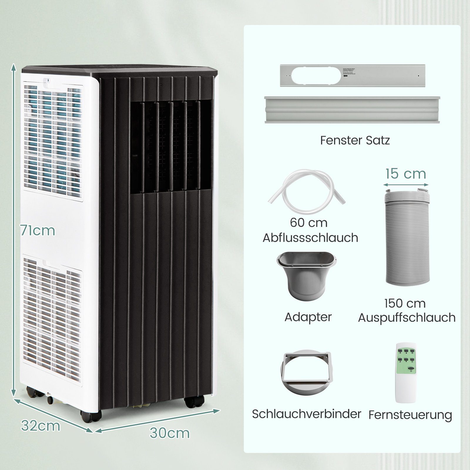 COSTWAY 3-in-1-Klimagerät, 9000BTU/2,6kW, mit Fernbedienung/ App, 16℃ -31℃