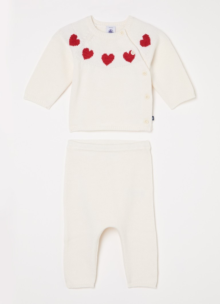 Conjunto Petit Bateau de duas peças, composto por suéter e calça infantil em mistura de lã.