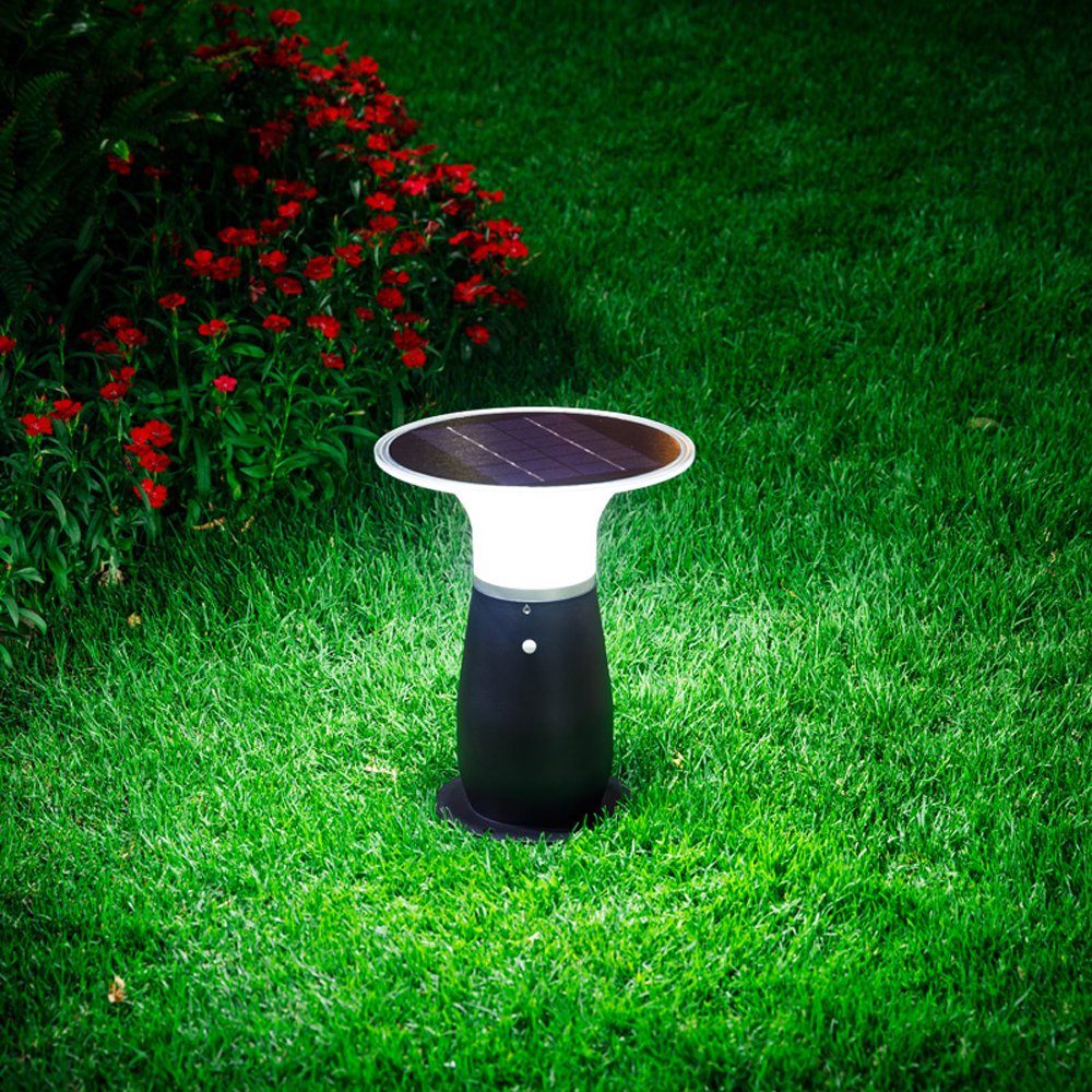 Arnusa LED Solarleuchte Solarlampe Wegeleuchte Sockelleuchte 29 cm Gartenlampe Außenleuchte, Duo Farbeinstellung, LED fest integriert, Kaltweiß, Warmweiß, Duo Color, kabellos, 4000 mAh hell