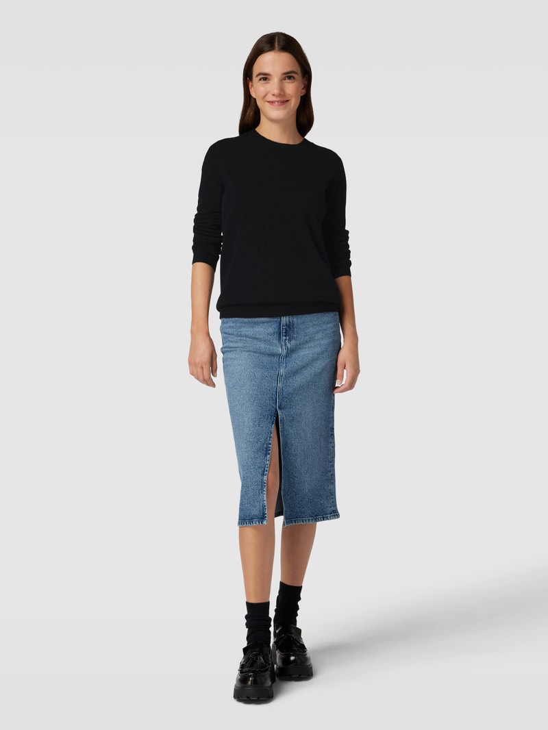 Kaschmirpullover in melierter Optik in schwarz