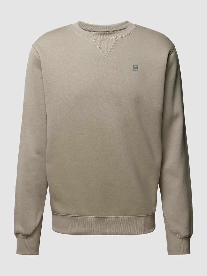 Sweatshirt mit Logo-Stitching Modell 'Premium' in beige