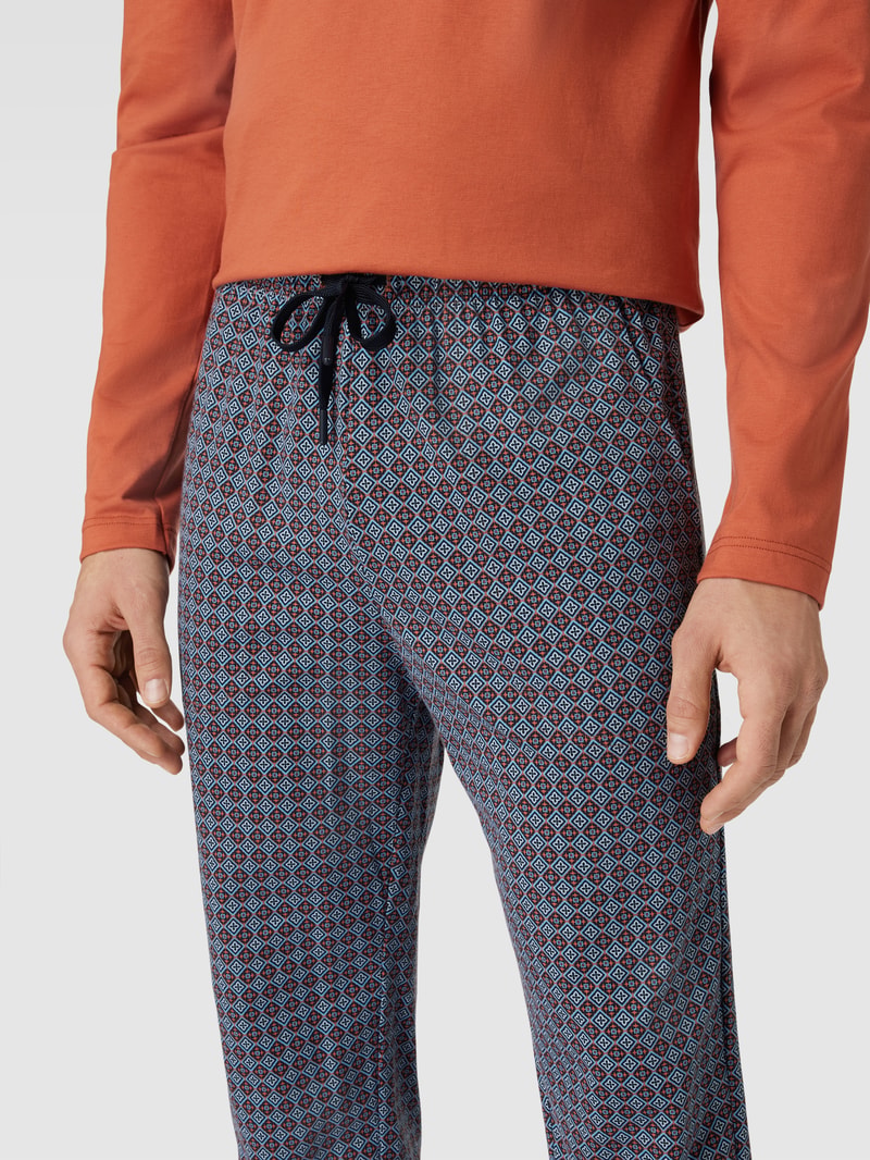Pyjama-Hose mit Allover-Muster Modell 'REMIX SLEEP PJ' in dunkelrot