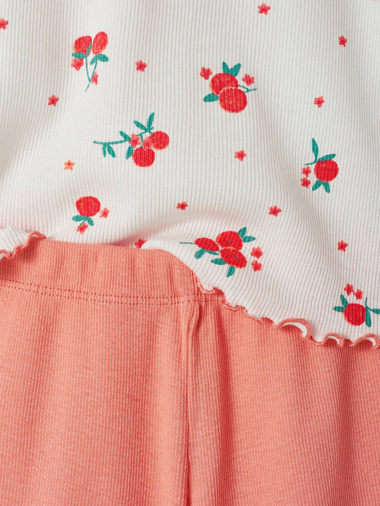 Vertbaudet 2er-Pack kurze Mädchen Schlafanzüge aus Rippjersey Oeko-Tex - wollweiß