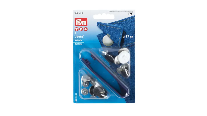 Prym nähfreie Jeans-Knöpfe glatt Messing 17 mm silberfarbig