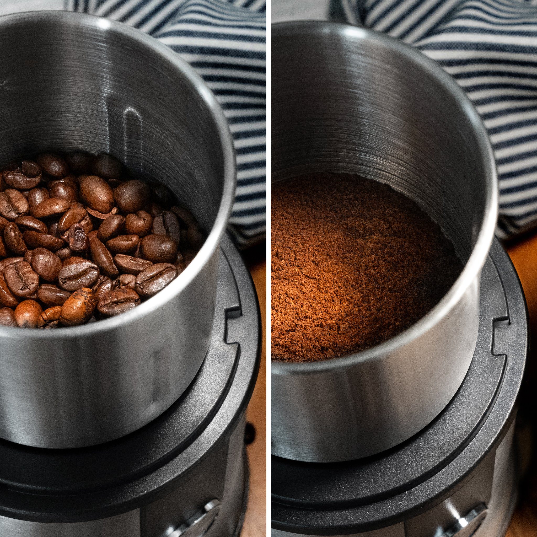 ADE Kaffeemühle Elektrische Kaffeemühle mit 2 Mahlbehältern für Kaffee, Kräuter, Pesto, 300 W, Schlagmesser, 80,00 g Bohnenbehälter, stufenloser Mahlgrad, scharfe Edelstahlklingen, starker Motor