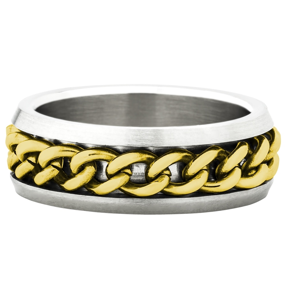 Pippa&Jean Bague en acier inoxydé Élément de chaîne Acier inoxydable en Argent/or jaune Bague
