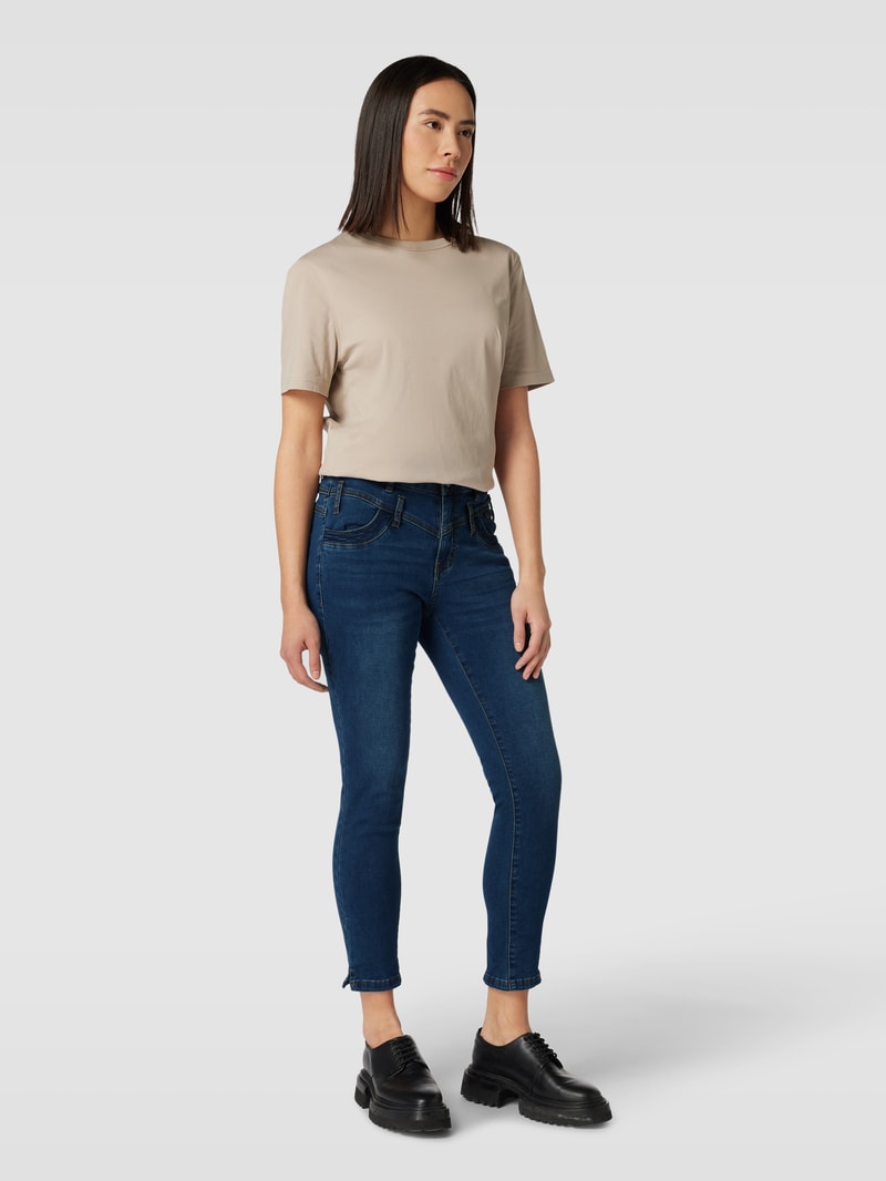 Jeans mit Label-Details Modell 'Florida' in dunkelblau