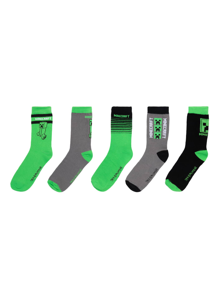 Minecraft Minecraft Creeper Socken 5er Pack in bunt günstig kaufen