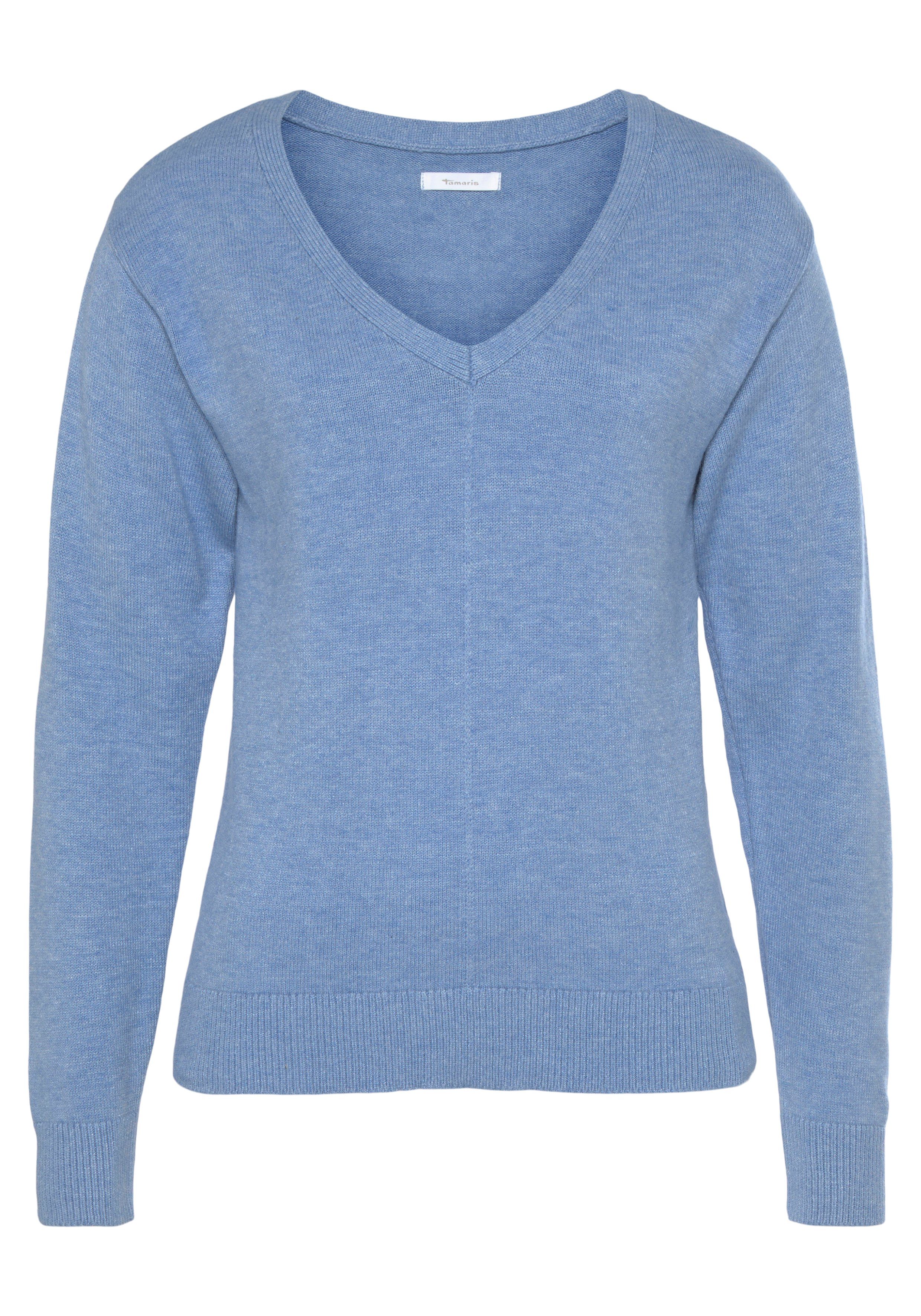 Tamaris V-Ausschnitt-Pullover mit Frontbiese