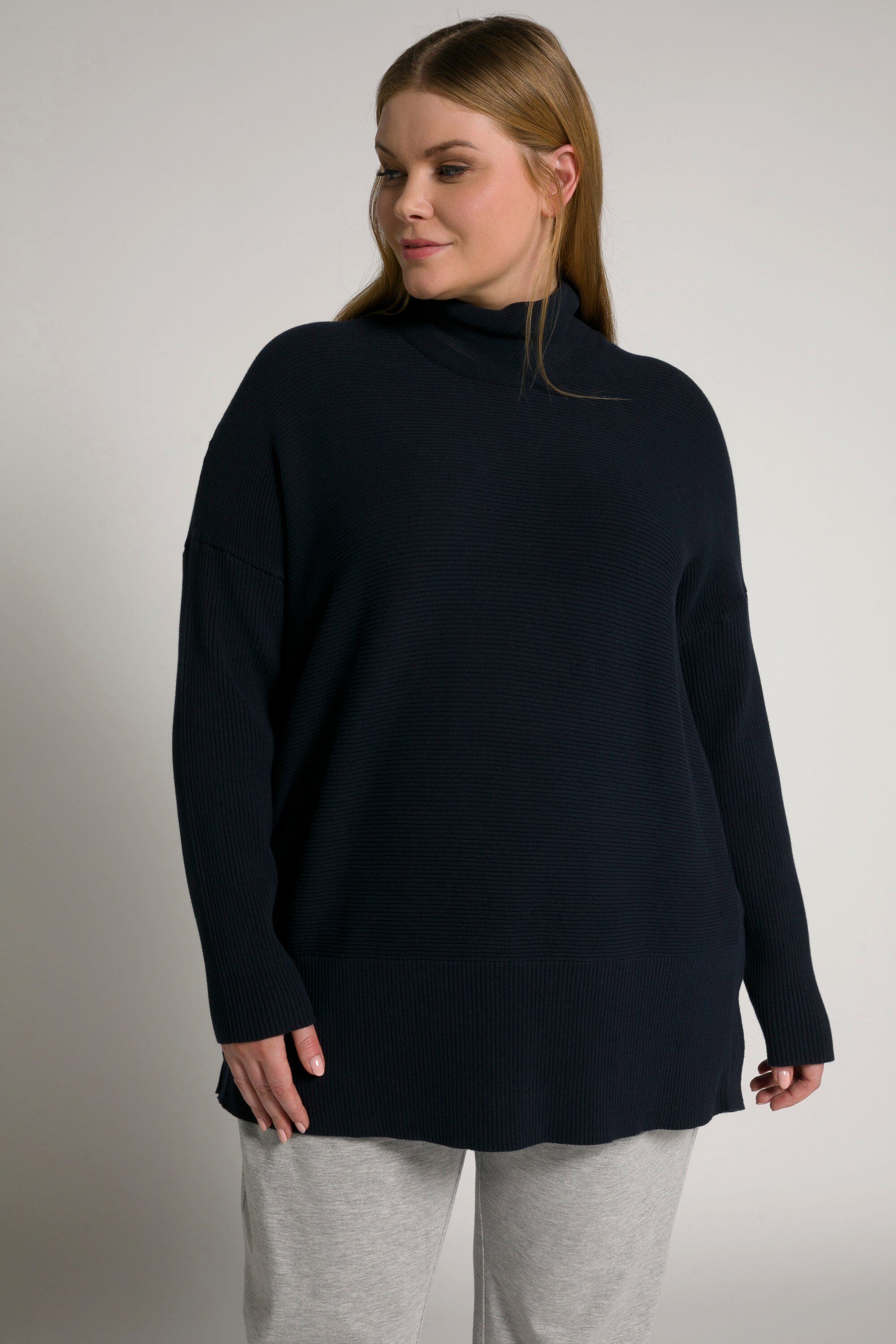 Ulla Popken Umstandspullover Bellieva-Pullover Stehkragen Druckknöpfe Langarm