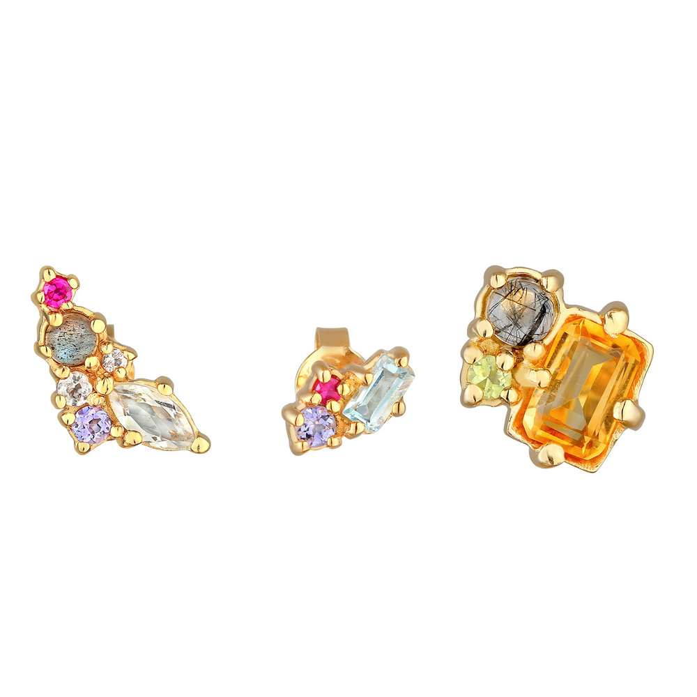 Elli PREMIUM Elli PREMIUM Boucles d'Oreilles Femmes Set clous d'oreilles multicolores avec lab Boucles d'oreilles