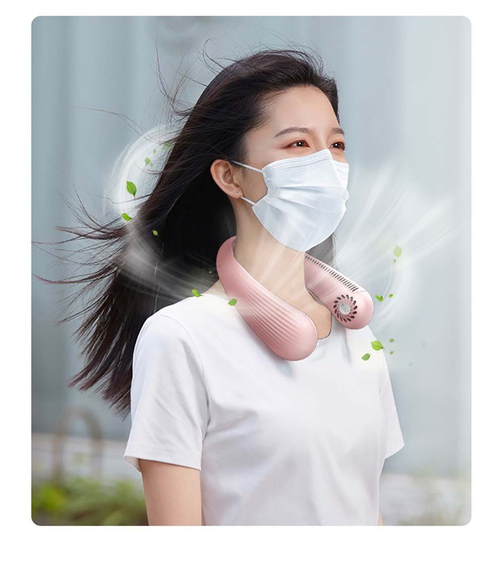 aikidio Handfächer Neuer leiser, wiederaufladbarer USB-Ventilator mit hängendem Hals