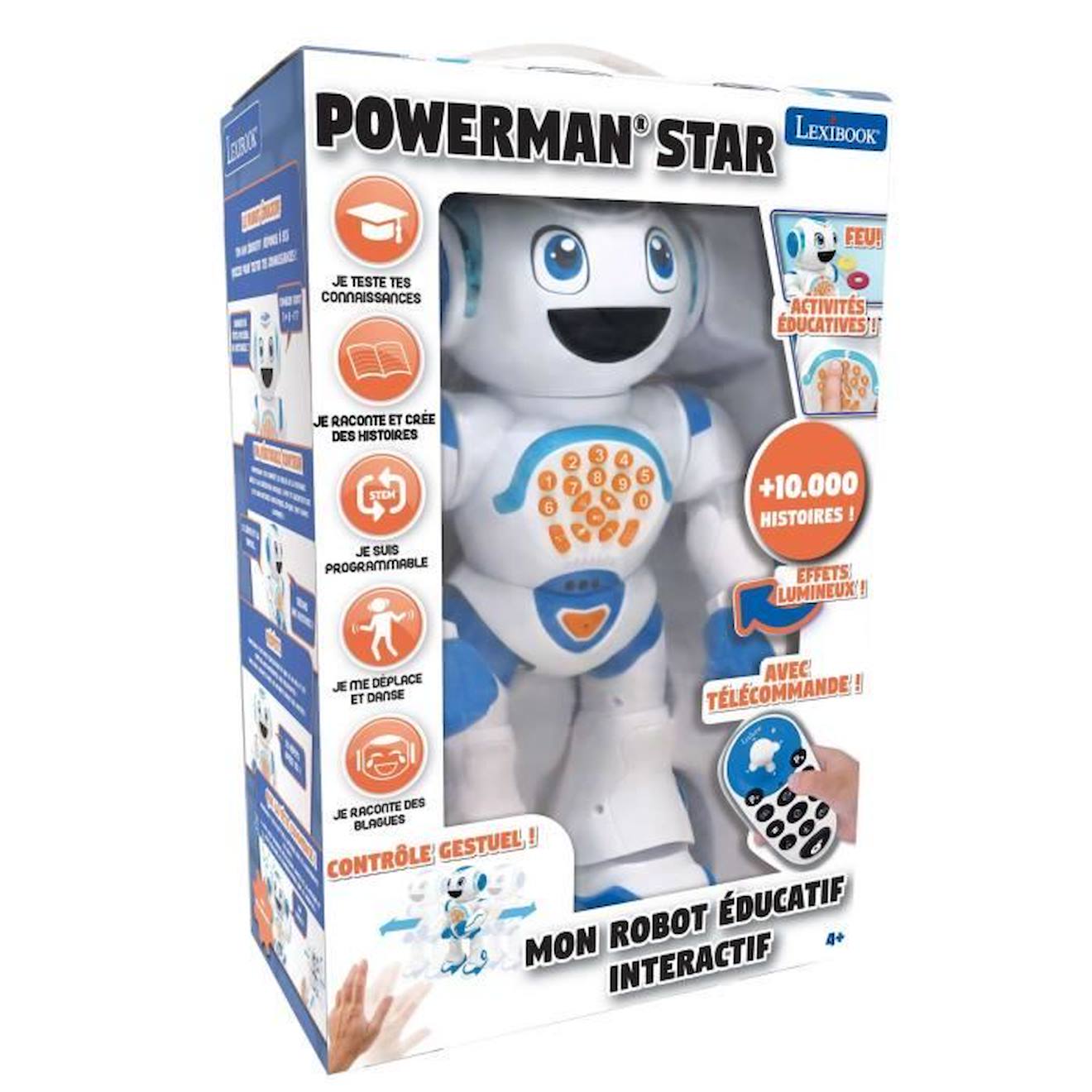 POWERMAN® STAR Robot Interactif pour Jouer et Apprendre avec contrôle gestuel et télécommande (Français) blanc