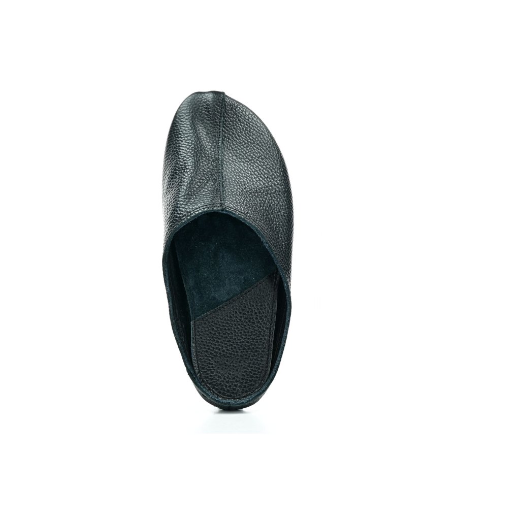 OmaKing Leather Slippers schwarze Hausschuhe