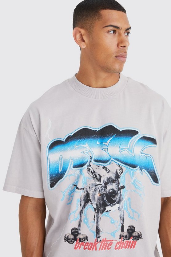 Oversize T-Shirt mit Strass-Print