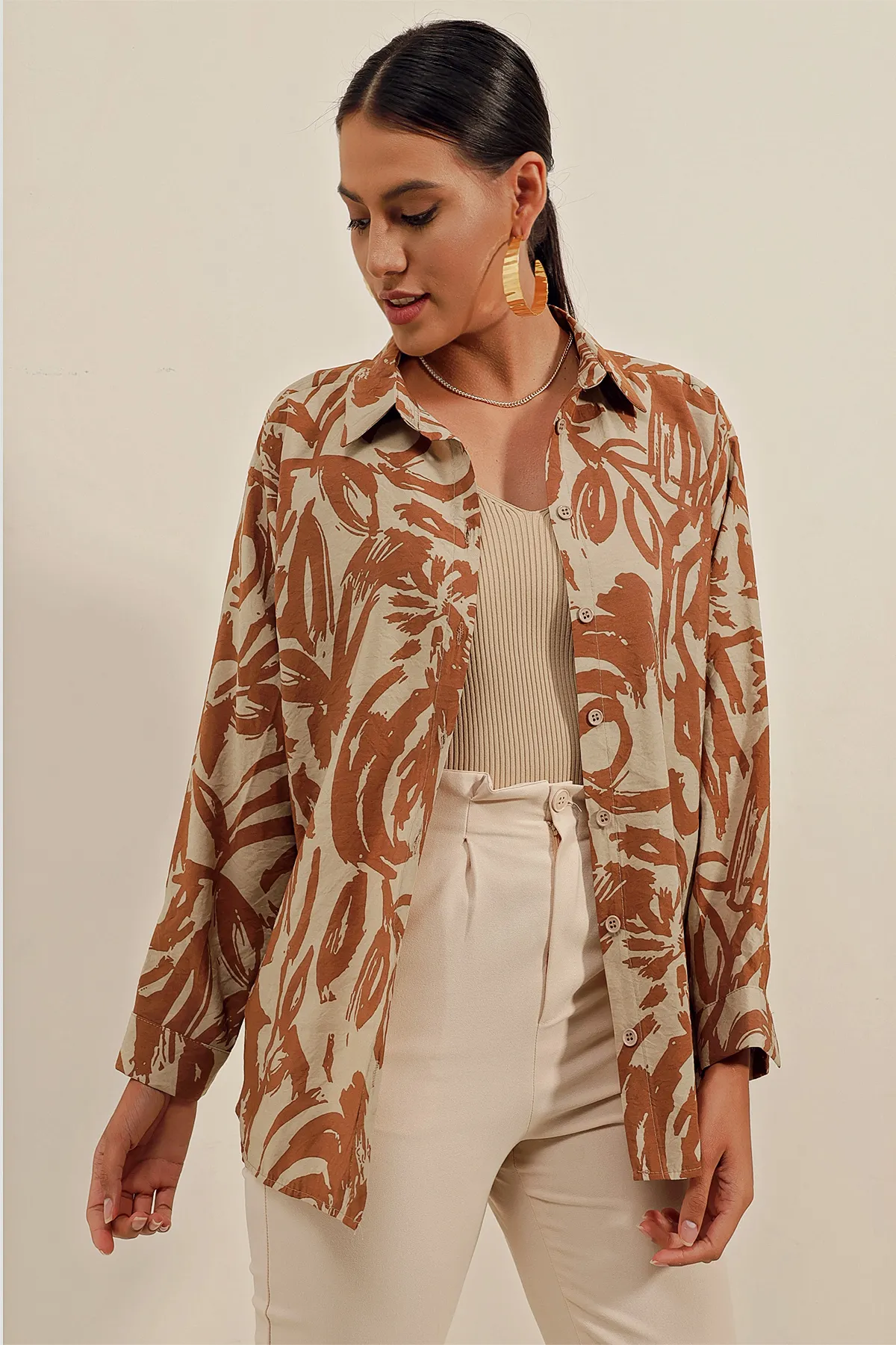 Bigdart  3900 Oversize Long Basic Shirt – Dunkelbraun