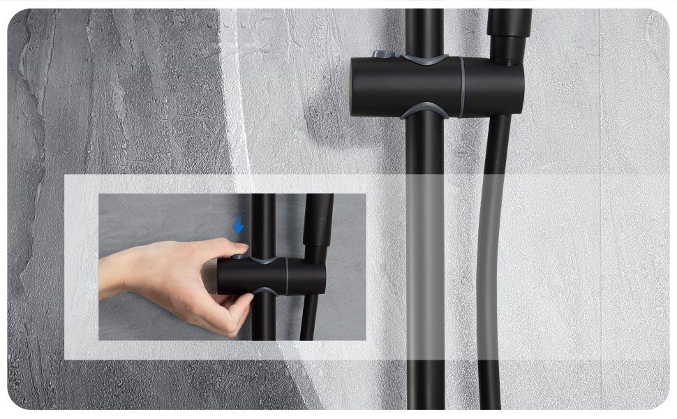 CECIPA Duschsystem Duschset Schwarz Duschsystem ohne Armatur Mit 3 Modus Duschkopf