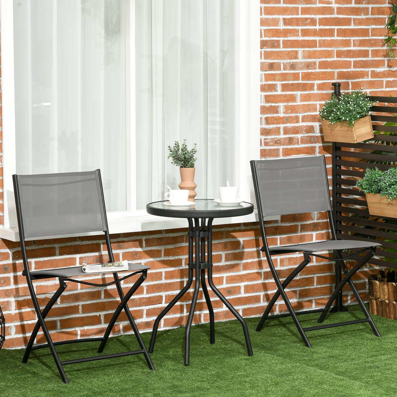 Outsunny 3tlg. Garten-Bistroset, Gartenmöbel Set