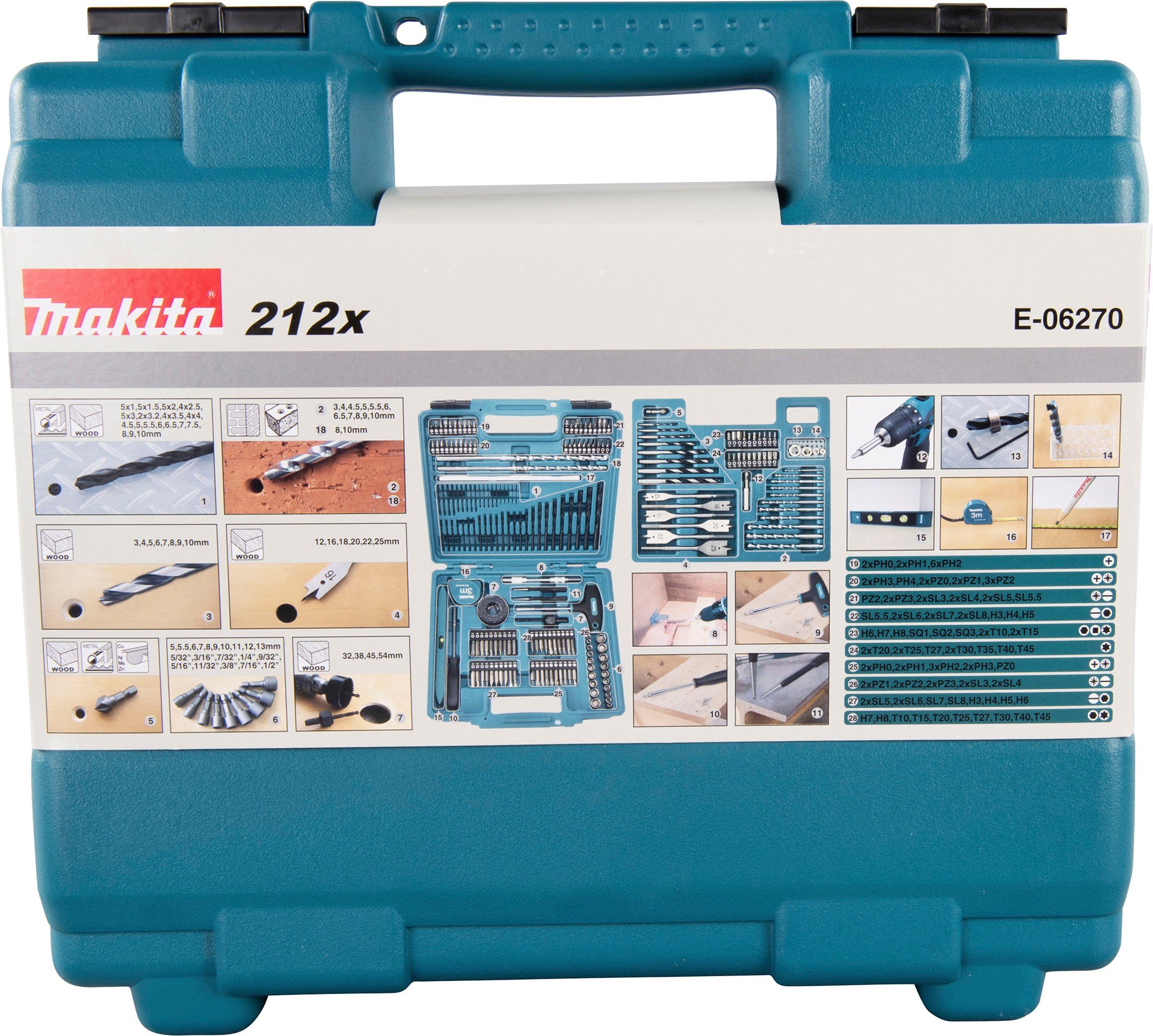 Makita Bohrer- und Bitset E-06270, 212-tlg.