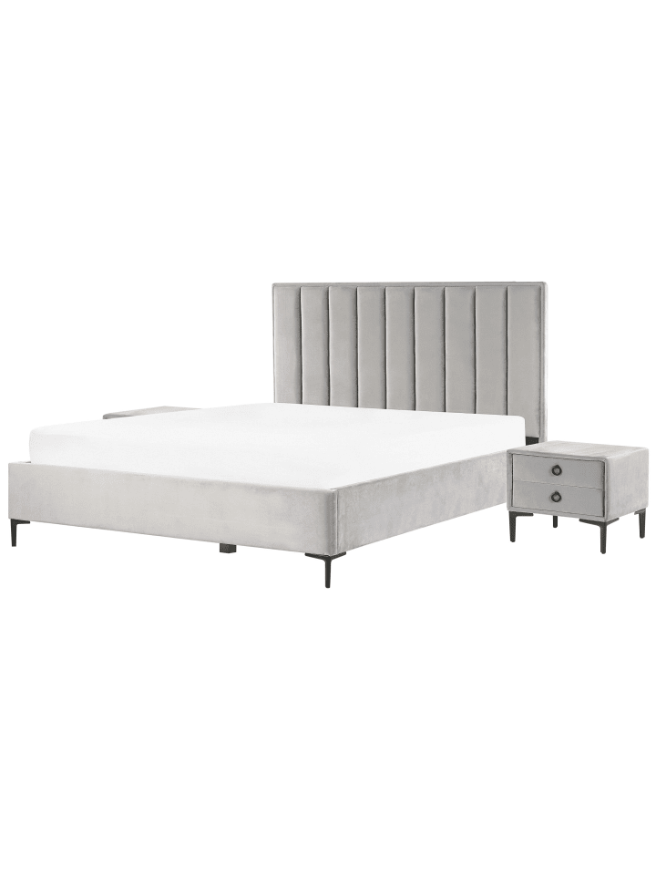 Beliani Schlafzimmer Set SEZANNE in Grau/Schwarz - (W) 190 x (H) 142 x (L) 215 cm günstig kaufen onesize