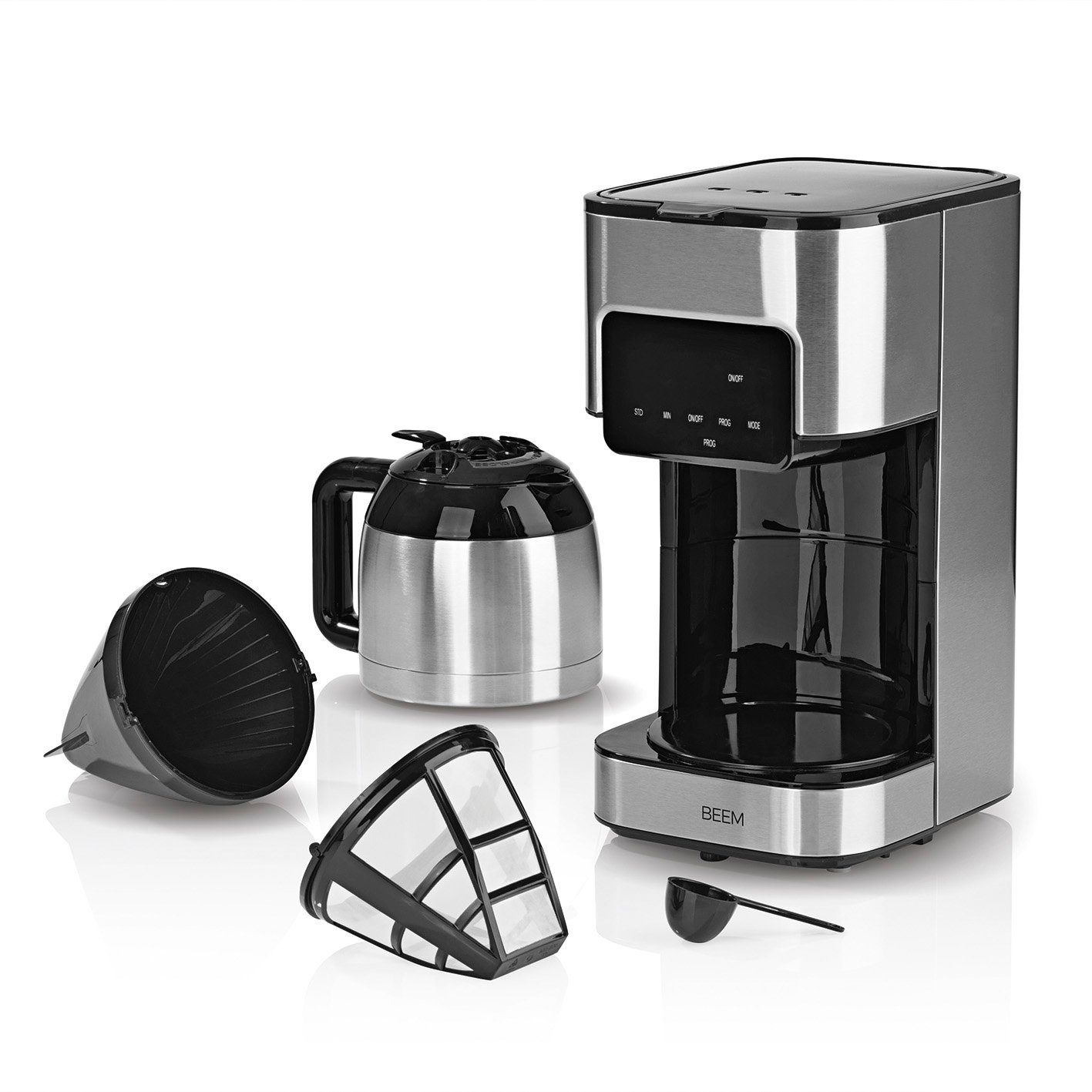BEEM Filterkaffeemaschine FRESH-AROMA-TOUCH inkl. Thermokanne, 1l Kaffeekanne, 10 Tassen Timer Isolierkanne Permanentfilter