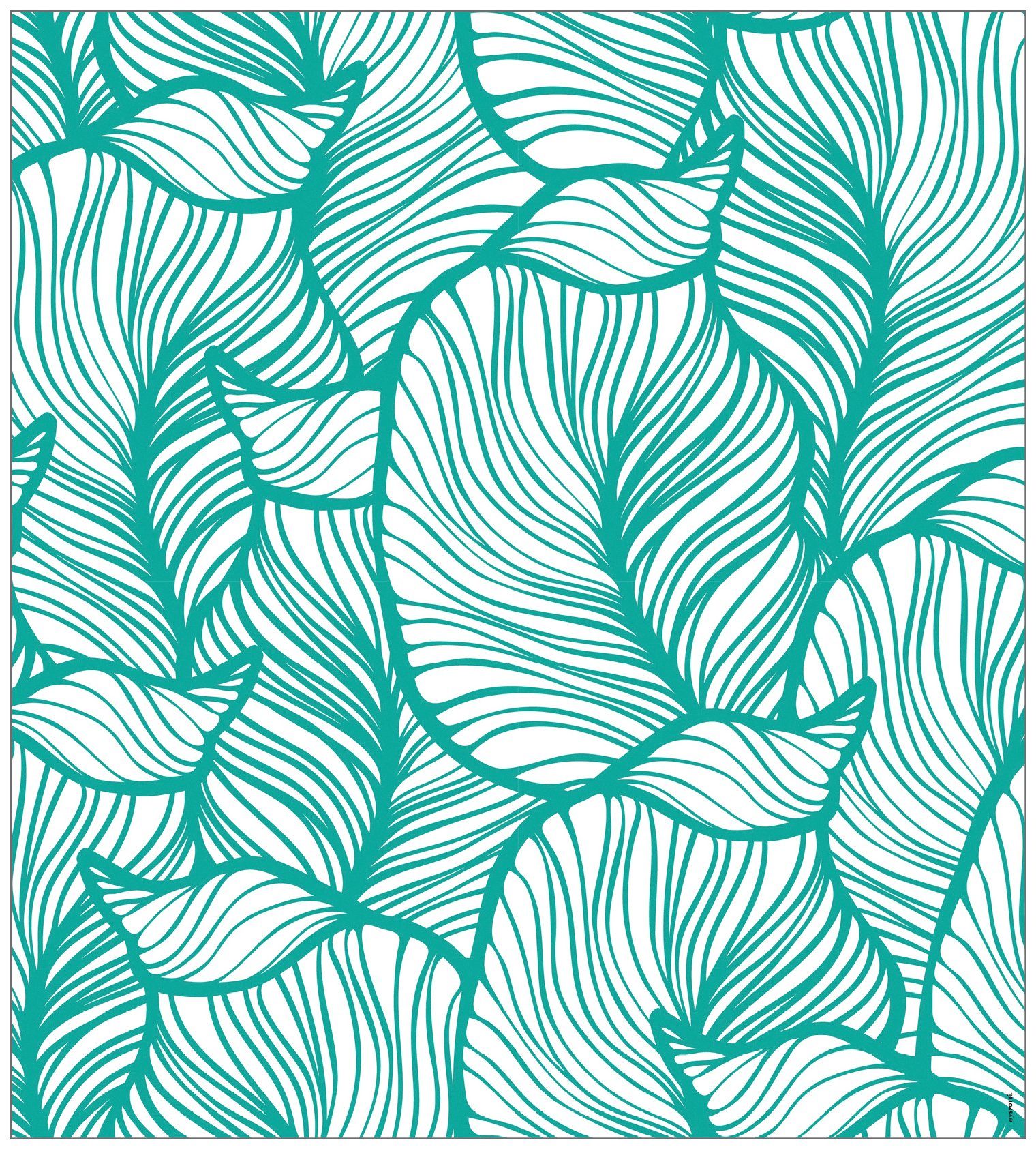 Fensterfolie Look Leaves turquoise, MySpotti, halbtransparent, glatt, 90 x 100 cm, statisch haftend