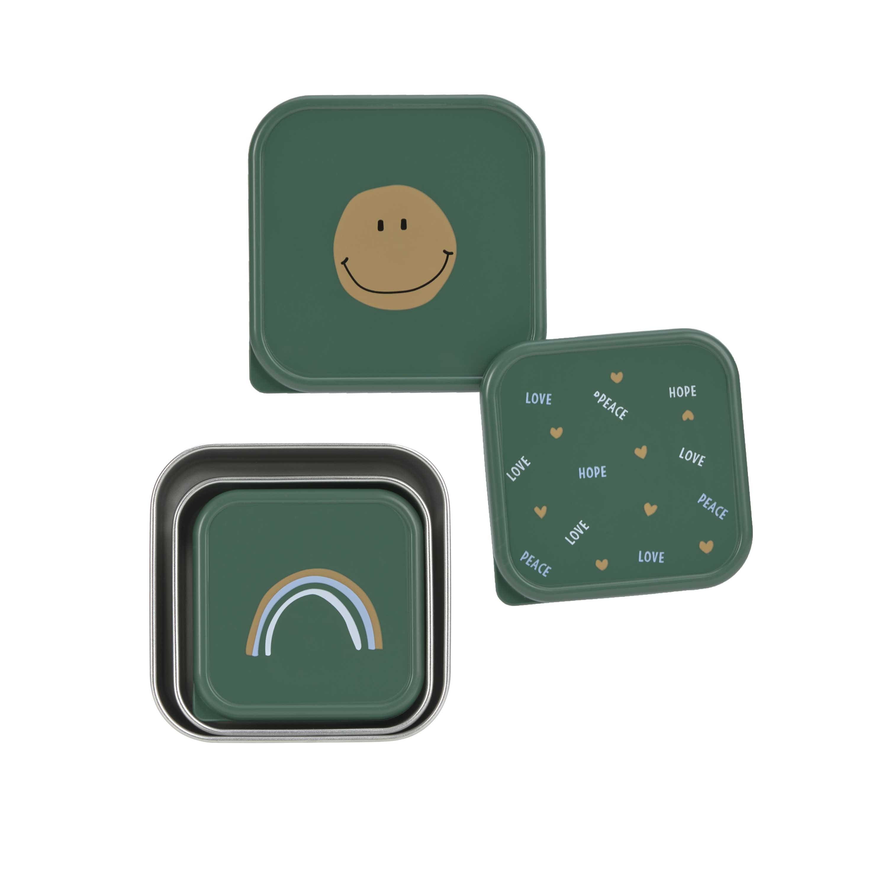 Snackbox Kinder (3er Set) - Edelstahl Brotdose Happy Rascals, Smile